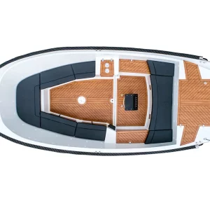 Grundriss der Corsiva 650 Tender mit offenem Cockpit und Badeplattform